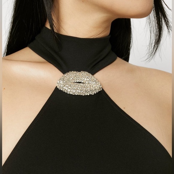 DAVID KOMA NWT
Crystal Lip Embroidered Halter Neck Mini Dress - Picture 6 of 17